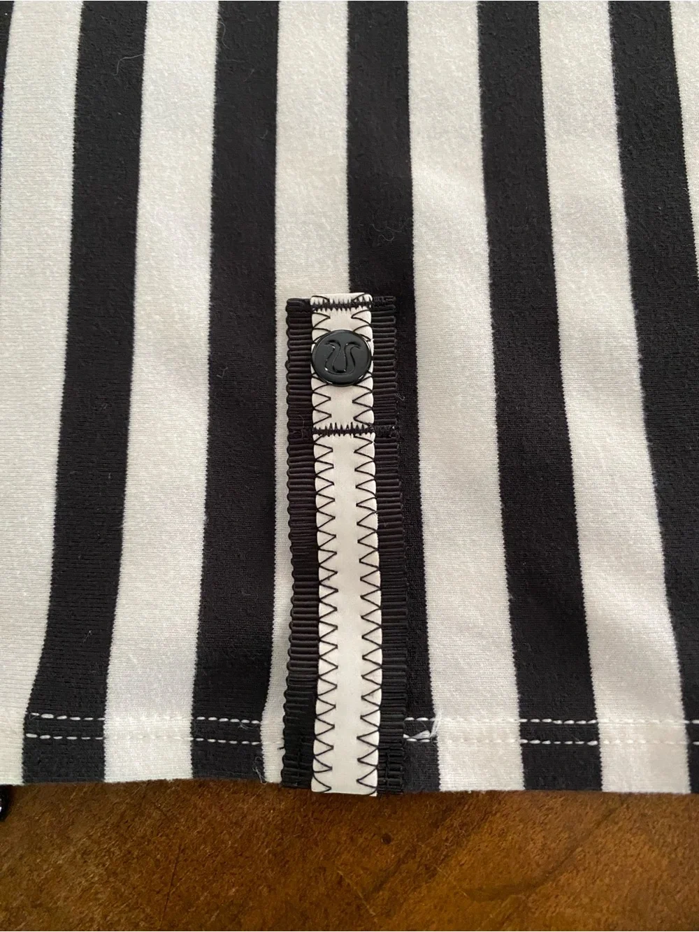 lululemon athletica Black & White Striped Infinity Scarf with Gold Accent